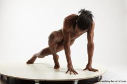 Nude Man Black Athletic Black Dancing Dreadlocks Realistic